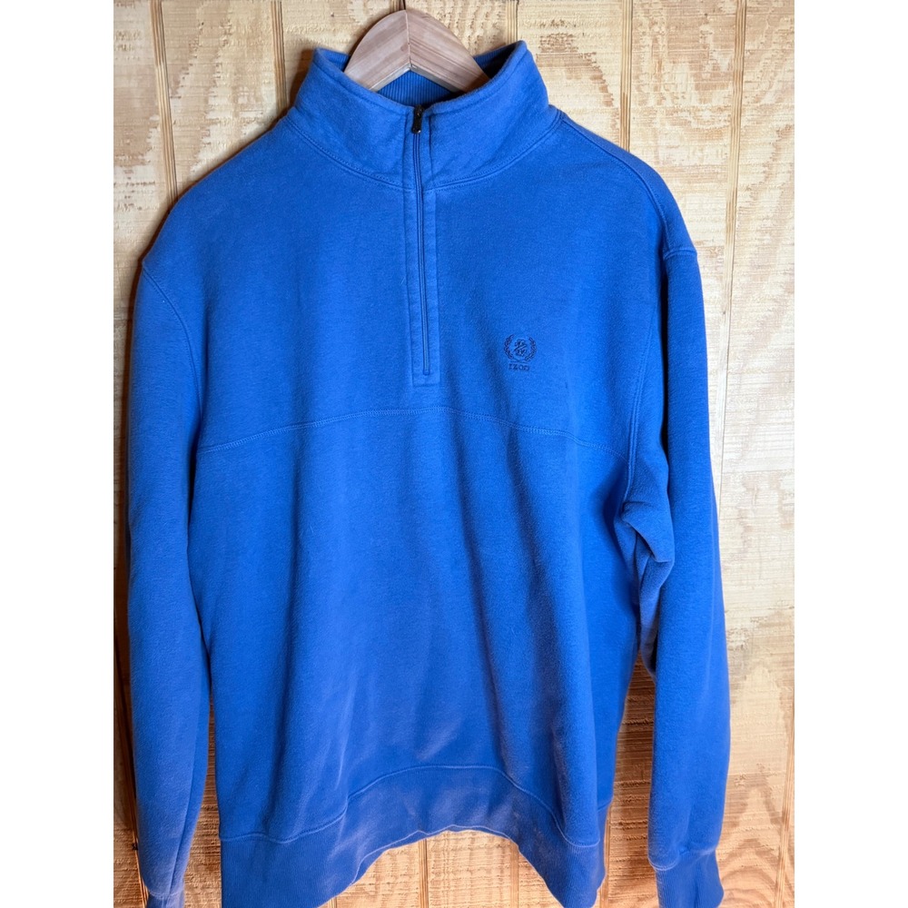 IZOD Mens Blue Quarter Zip Pullover‎ Sweatshirt Fleece Lined Mock Neck Large